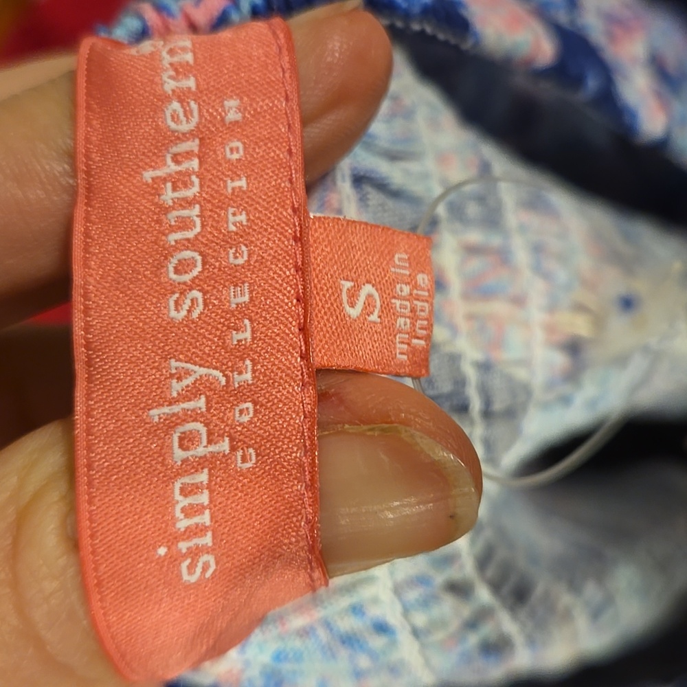 New Simply Southern Pink and Blue Smocked Mini Skater Skirt Beach Design S or L - Picture 6 of 6